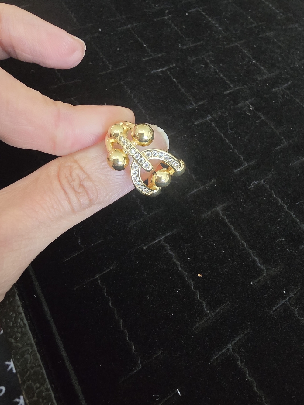 22kgp Dubai Jewelry Gold-Tone Crystal Accented Statement Earring